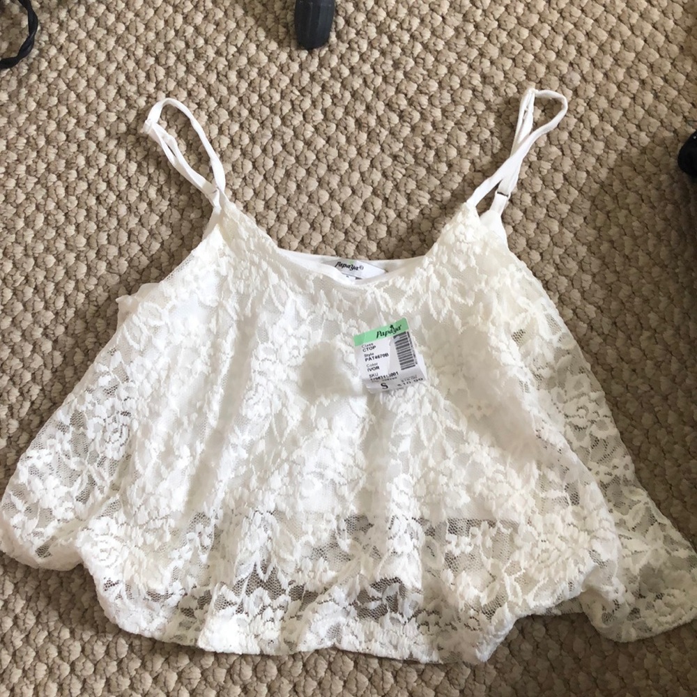 White floral Crop Tank Top